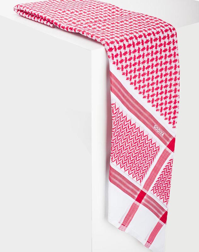 شماغ أحمر قطن طبيعي تصميم إنجليزي