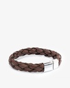 سوار معصم رجالي جلد بني مضفر يدوي