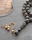 Silver-toned amber-like and turquoise-embellished rosary